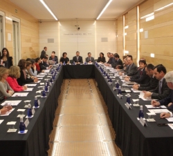 Su Alteza Real el Príncipe de Asturias durante la reunión de trabajo del Patronato de la Fundación CODESPA